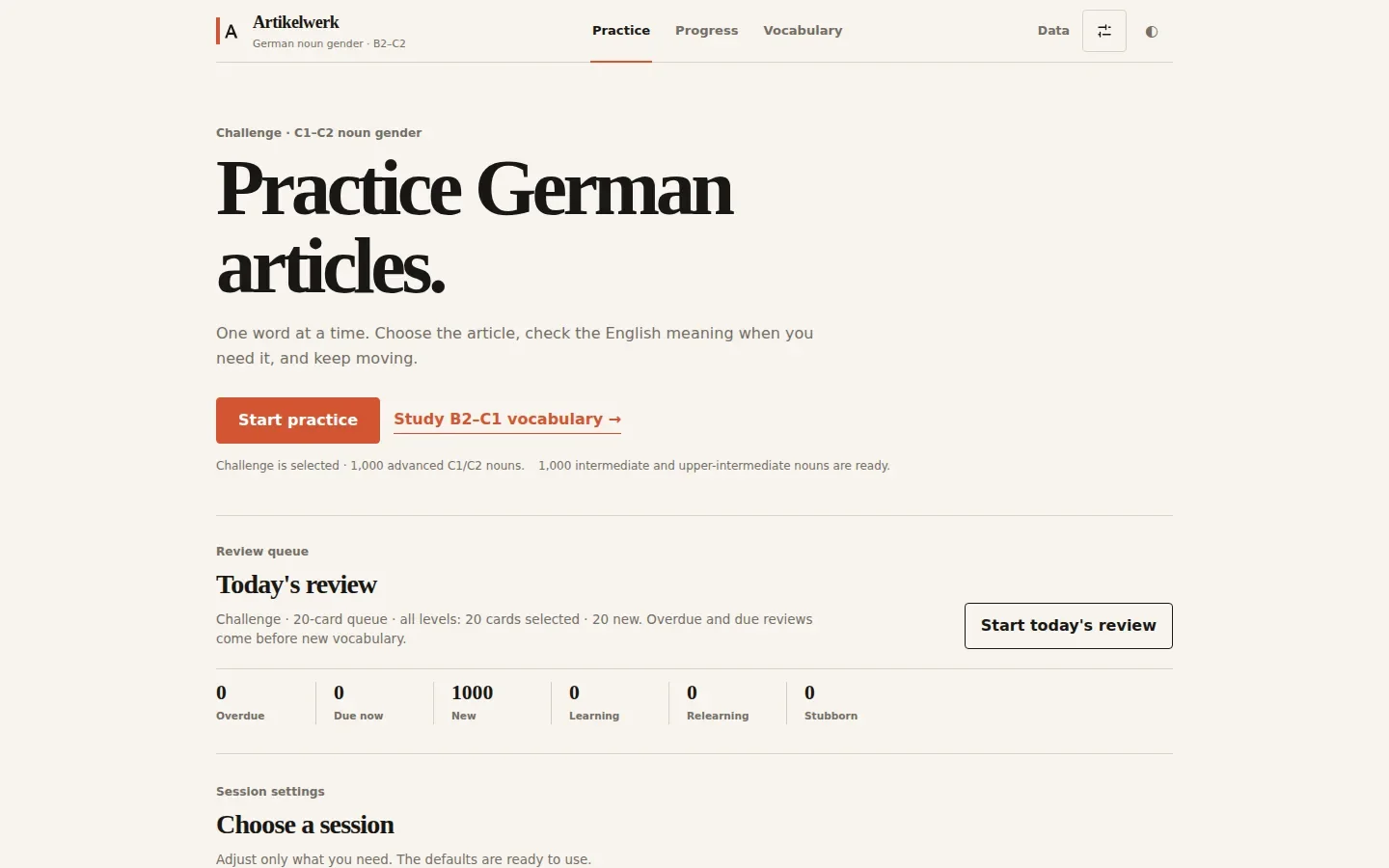 Artikelwerk app interface