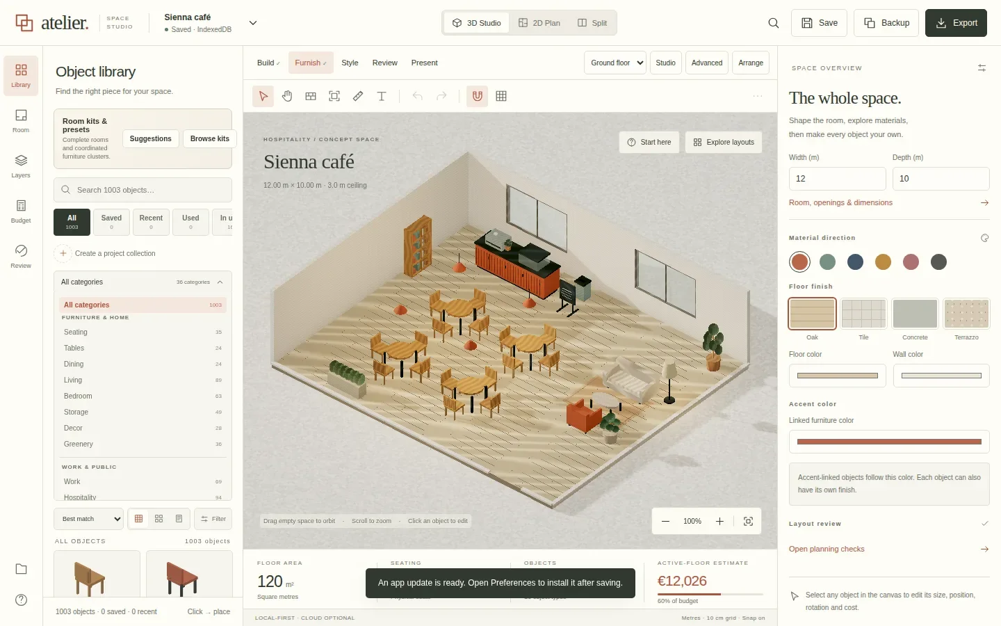 Atelier app interface