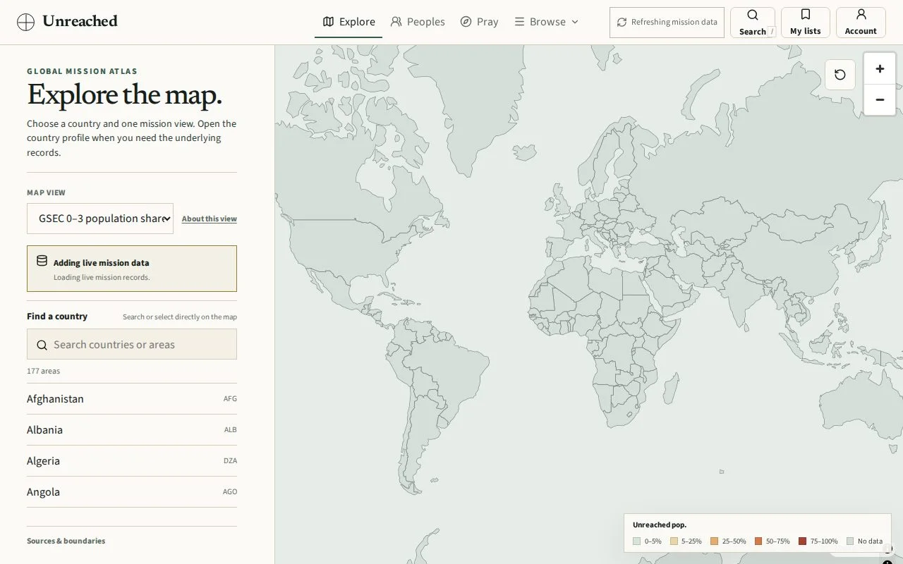 The Unreached world atlas. This project is in beta.