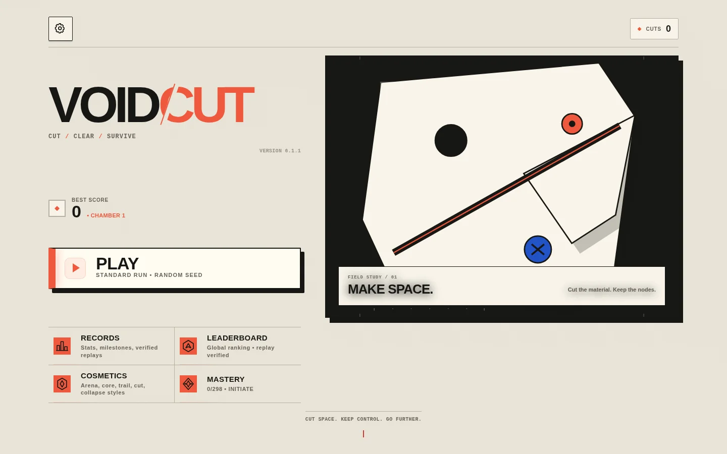 The VOIDCUT browser game.