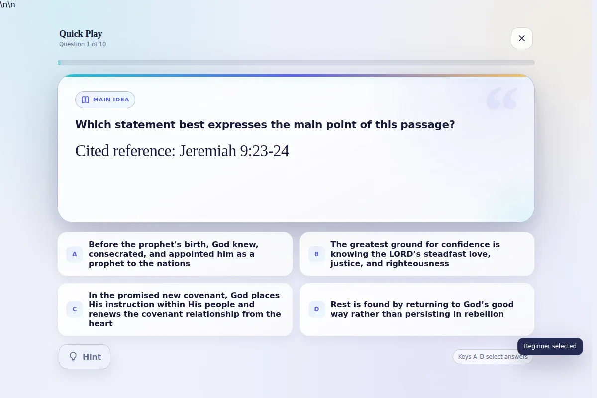 A real question inside The Bible Challenge.