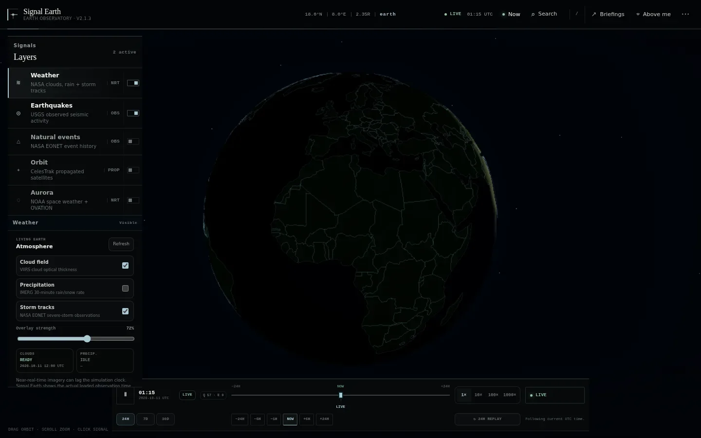 Signal Earth app interface
