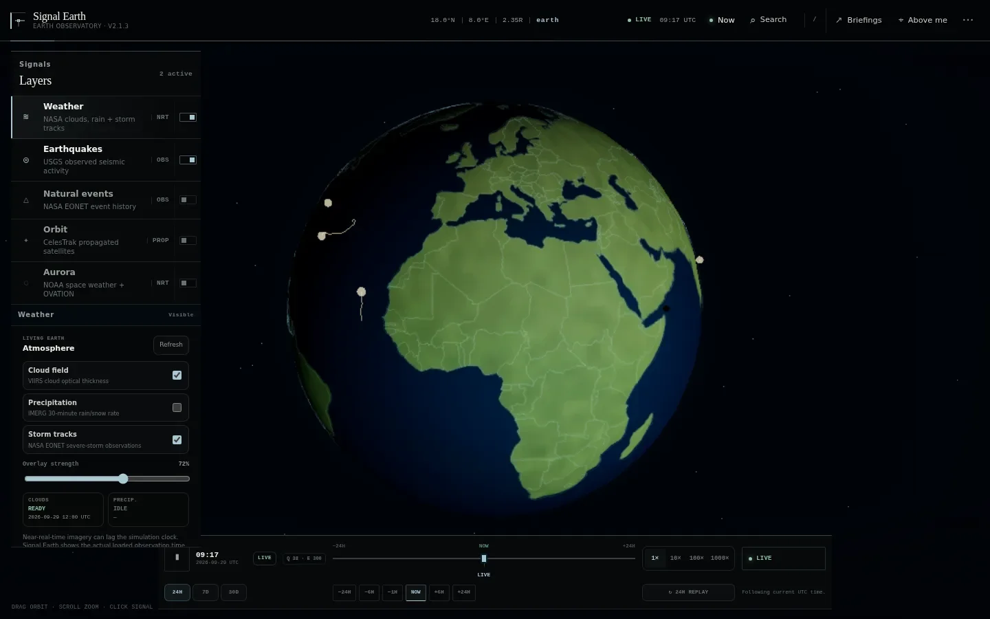 Signal Earth app interface