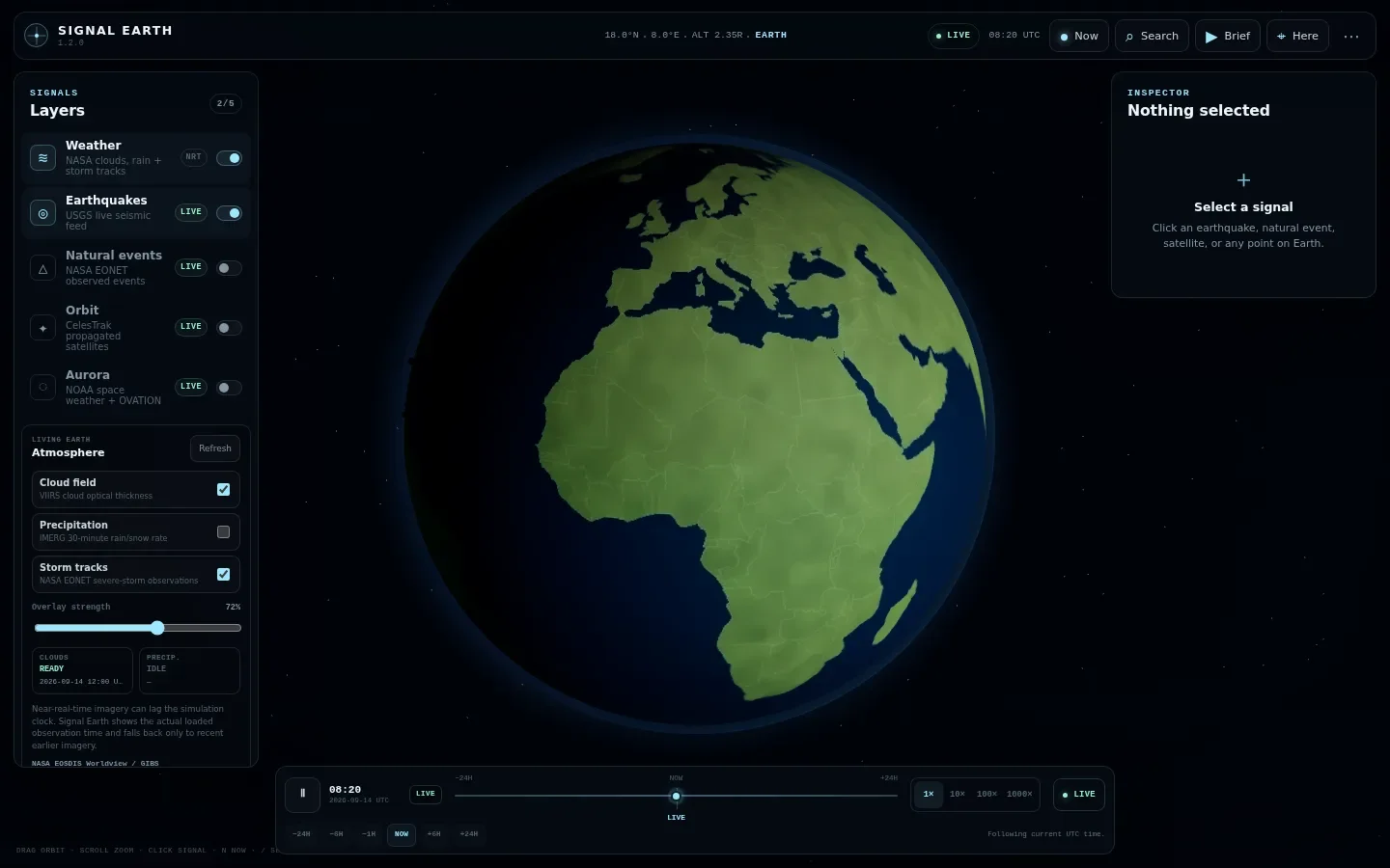 Signal Earth app interface