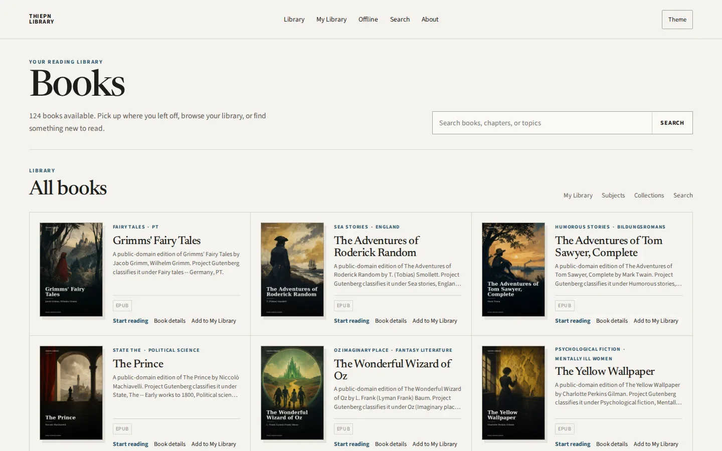 THIEPN Library app interface