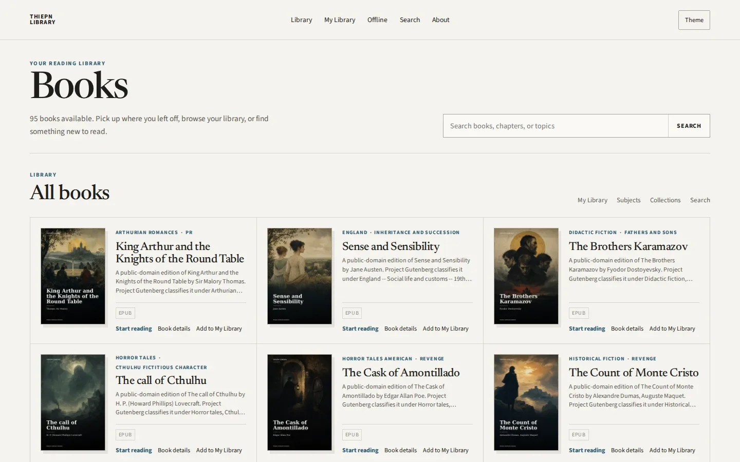 THIEPN Library app interface