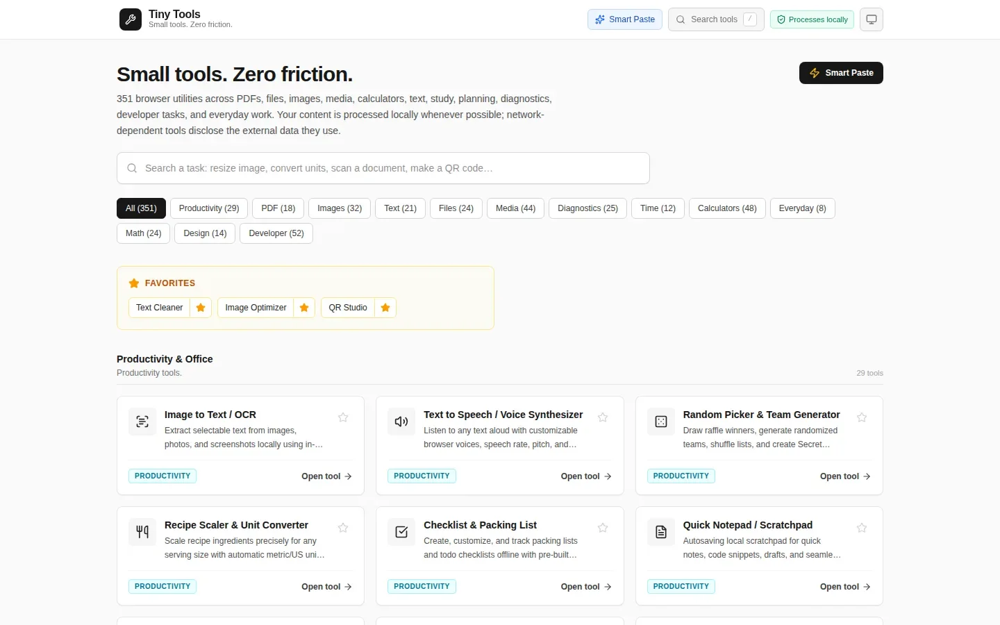 Tiny Tools app interface