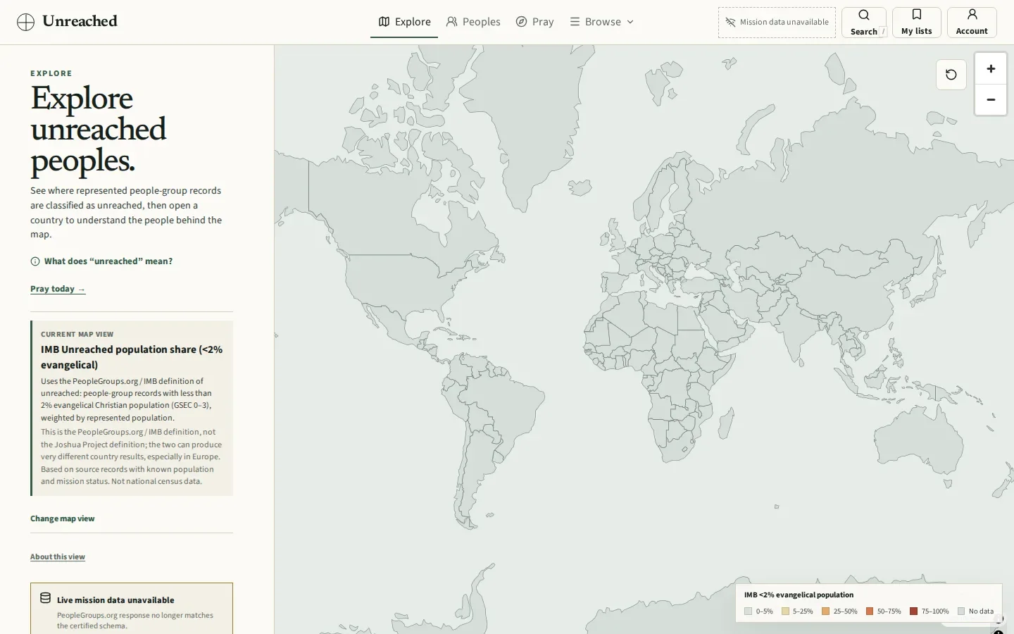 Unreached app interface