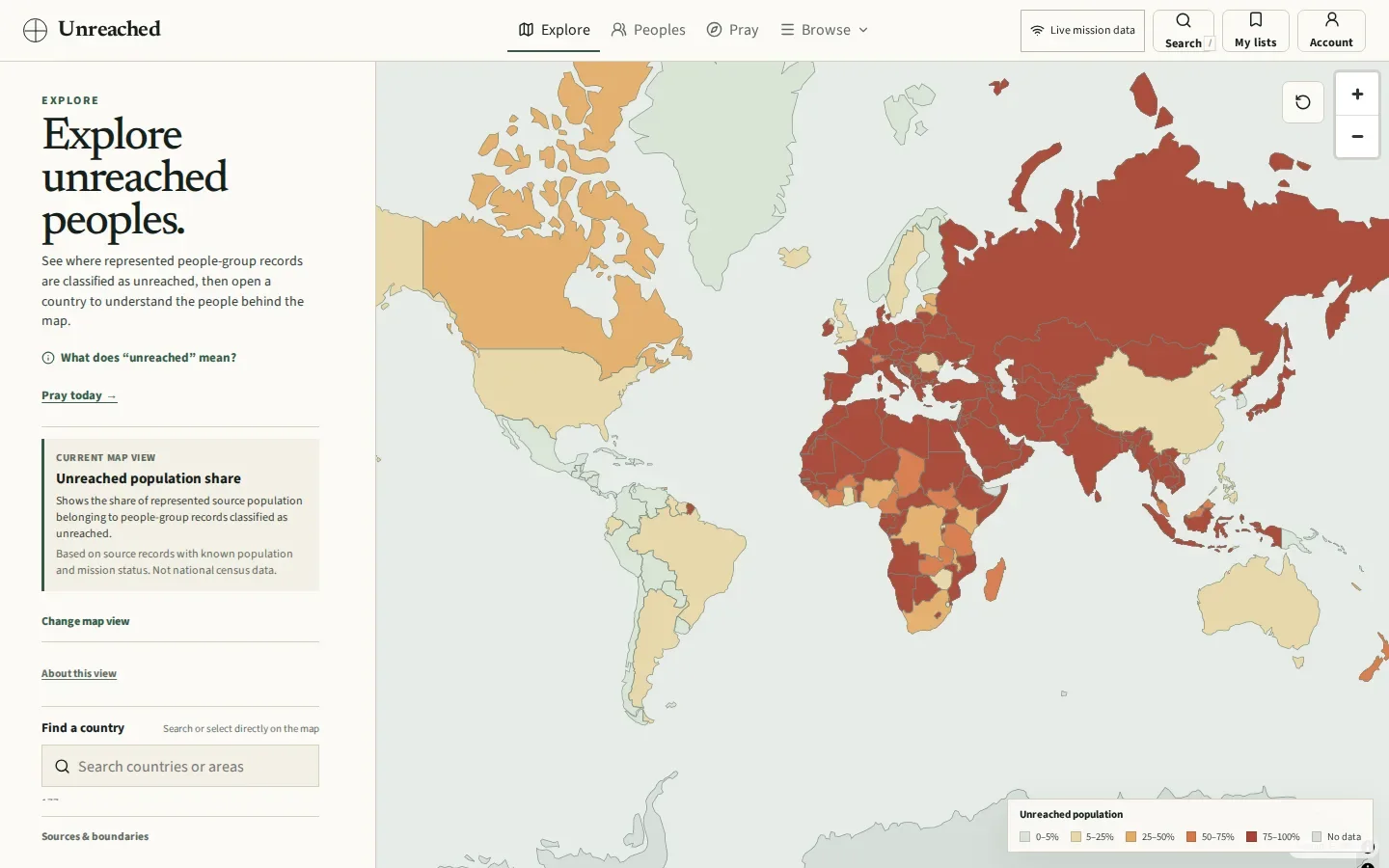 Unreached app interface