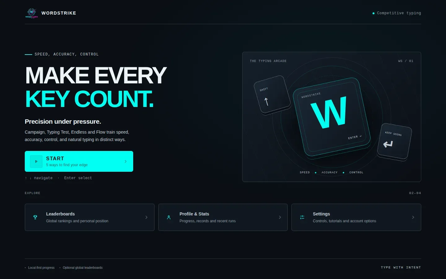 WORDSTRIKE app interface